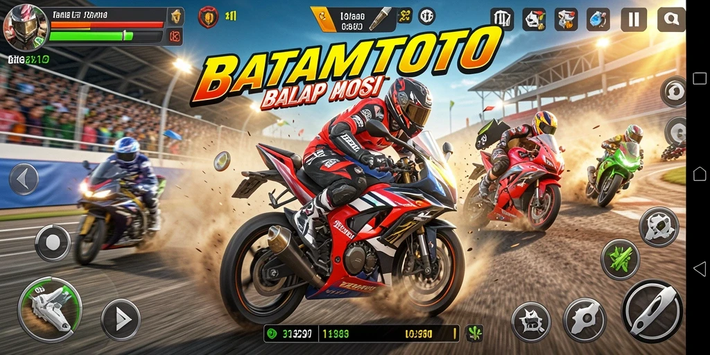 Screenshot menampilkan aksi balap motor yang mendebarkan di BATAMTOTO.