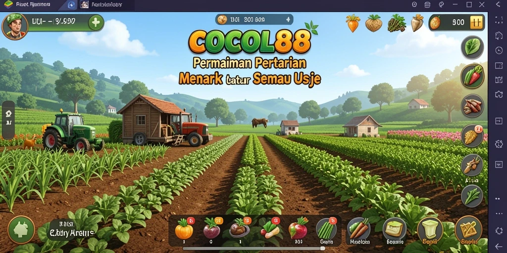 Tampilan gameplay COCOL88 dengan aktivitas pertanian yang aktif.