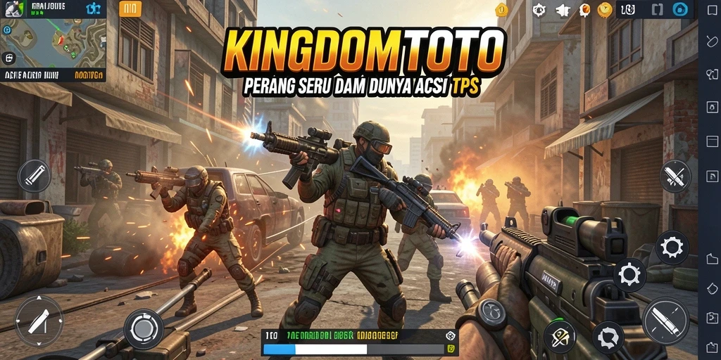 Screenshot KINGDOMTOTO menampilkan aksi intens dan strategi dalam gameplay TPS.
