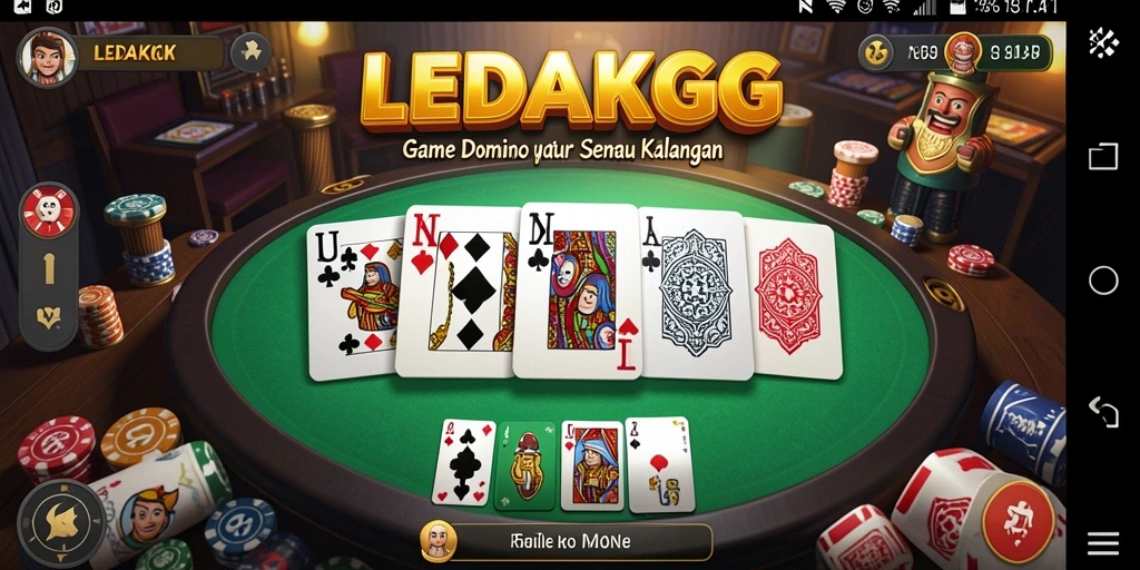 Tampilan utama gameplay Domino LEDAKGG yang seru dan interaktif.