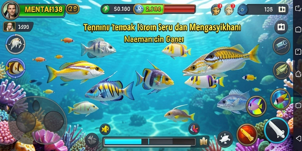 Tangkapan layar utama MENTARI138 menunjukkan aksi intens dalam permainan Tembak Ikan.