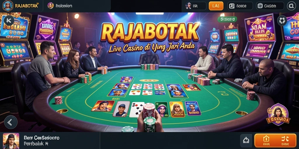 Screenshot RAJABOTAK menampilkan dealer profesional yang menyambut pemain dalam sesi Live Casino.