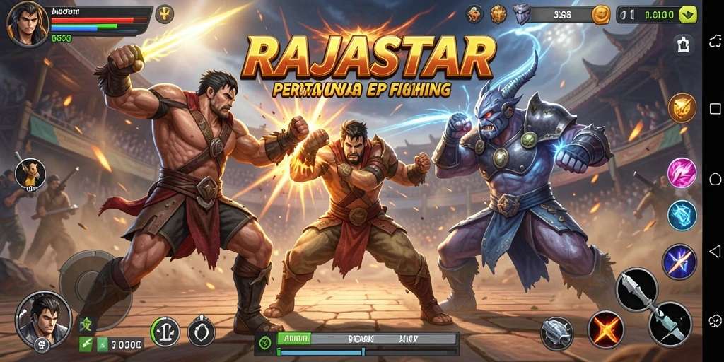 Tangkapan layar dari aksi pertarungan RAJASTAR yang seru.