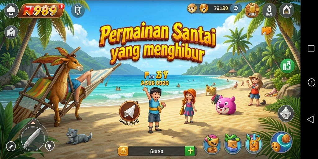 Screenshot gameplay menunjukkan karakter dalam aksi di level yang penuh warna.