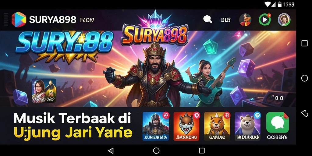 Tampilan gameplay <strong>SURYA898</strong> dengan berbagai fitur musik menarik.